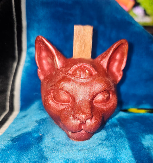 3D Mystic Cat Candle with Wood Wick